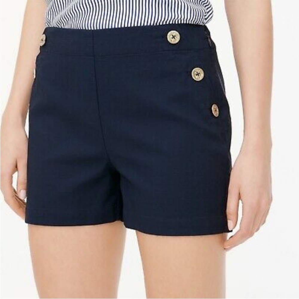 J. Crew Womens Sailor Short in Stretch Piqué Cotton Navy Blue Nautical Size 2 - Picture 2 of 8